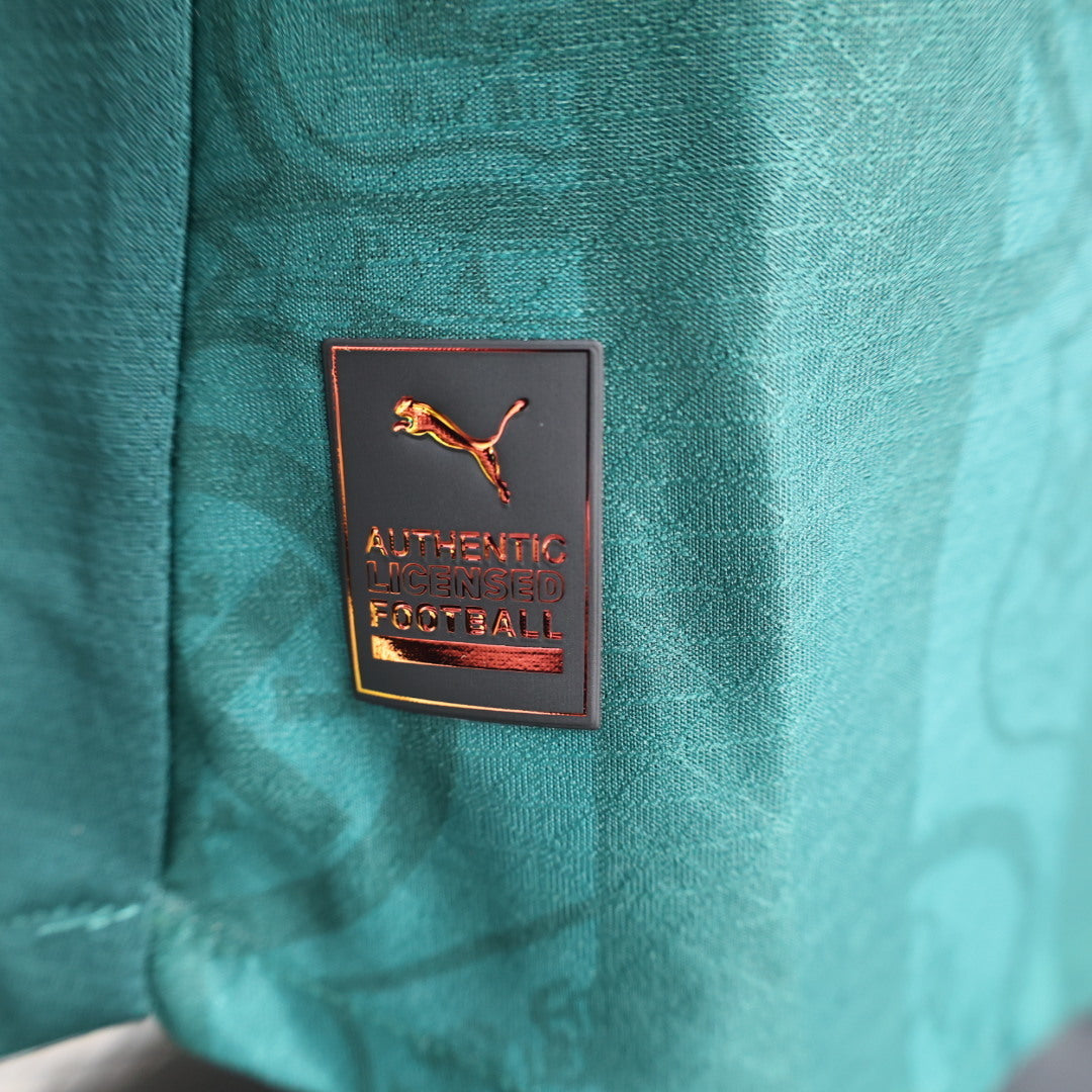 2025/26 Plymouth Argyle Home Player Version Jersey - Dark Green Tonal All-Over Pattern - White Polo Collar