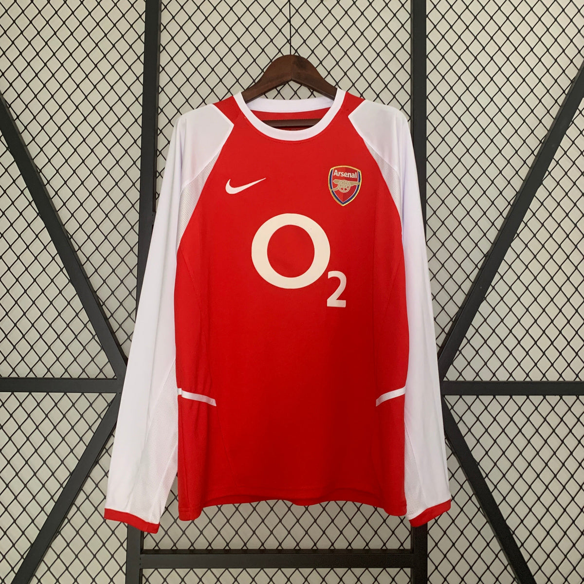 Arsenal 2002-03 Home Long-Sleeve Retro Jersey – Nike Red White O2 Henry Bergkamp Pires Ljungberg Vieira Fabregas Football Shirt