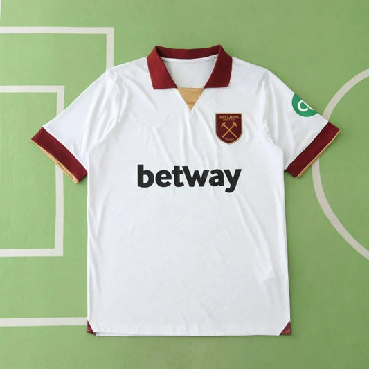 West Ham United Third Fan Version 2024/25 – White Premier League Football Jersey | Gold Hammers Crest & Benrahma Edition