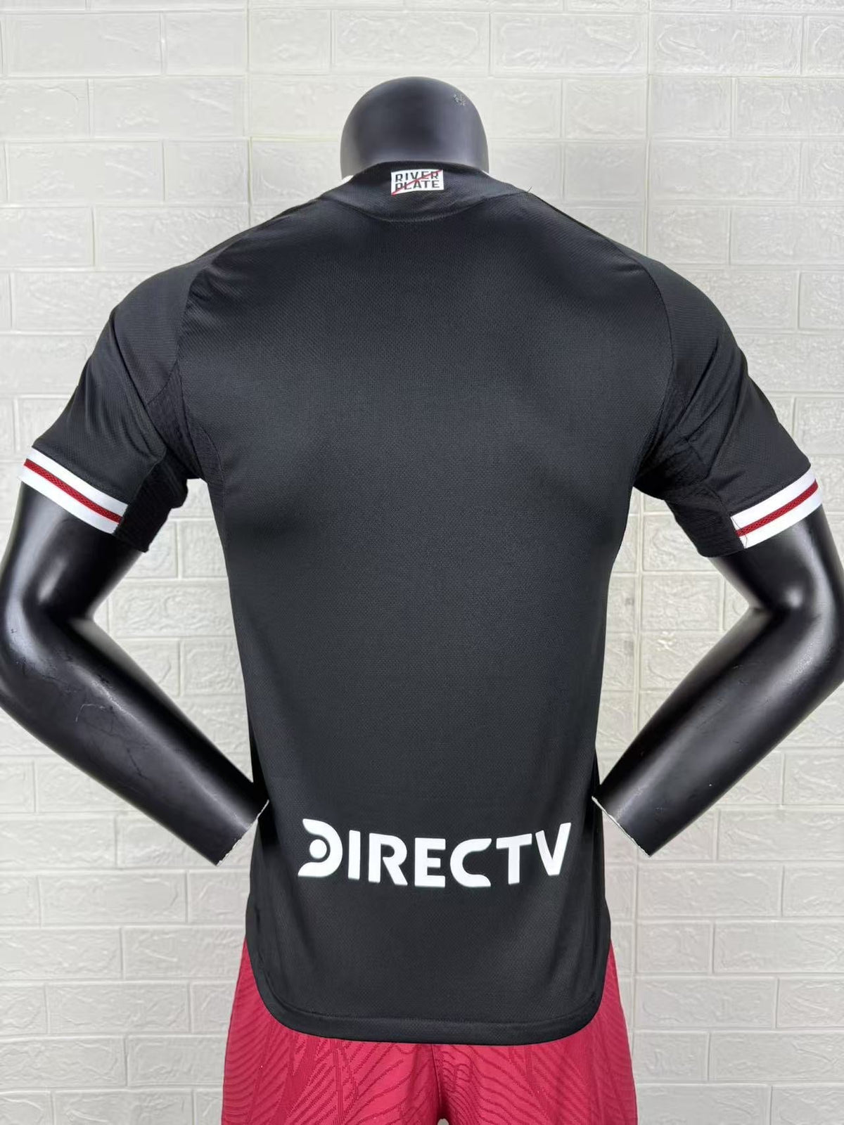 2025/26 River Plate Away Player Version Jersey - Adidas - Black Red Vertical Wide Stripe - White Red Striped V-Neck Collar - Betano White Sponsor