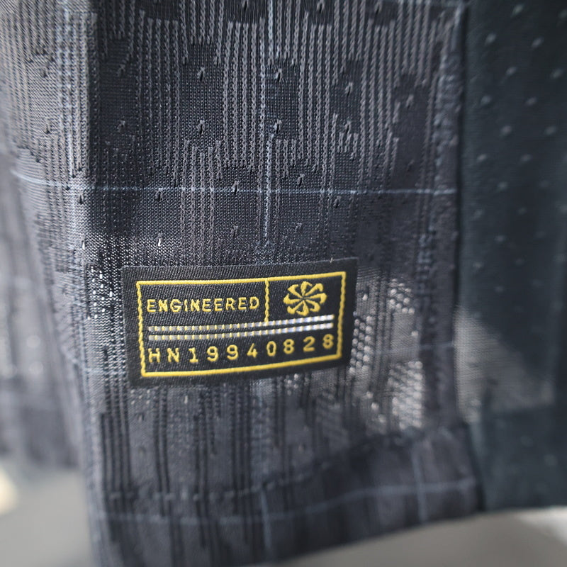 2025/26 Tottenham Hotspur Away Player Version Jersey - All-Black Body - Black-on-Black Tonal Grid Diamond Check Texture - White Nike Swoosh - White Spurs Cockerel Crest