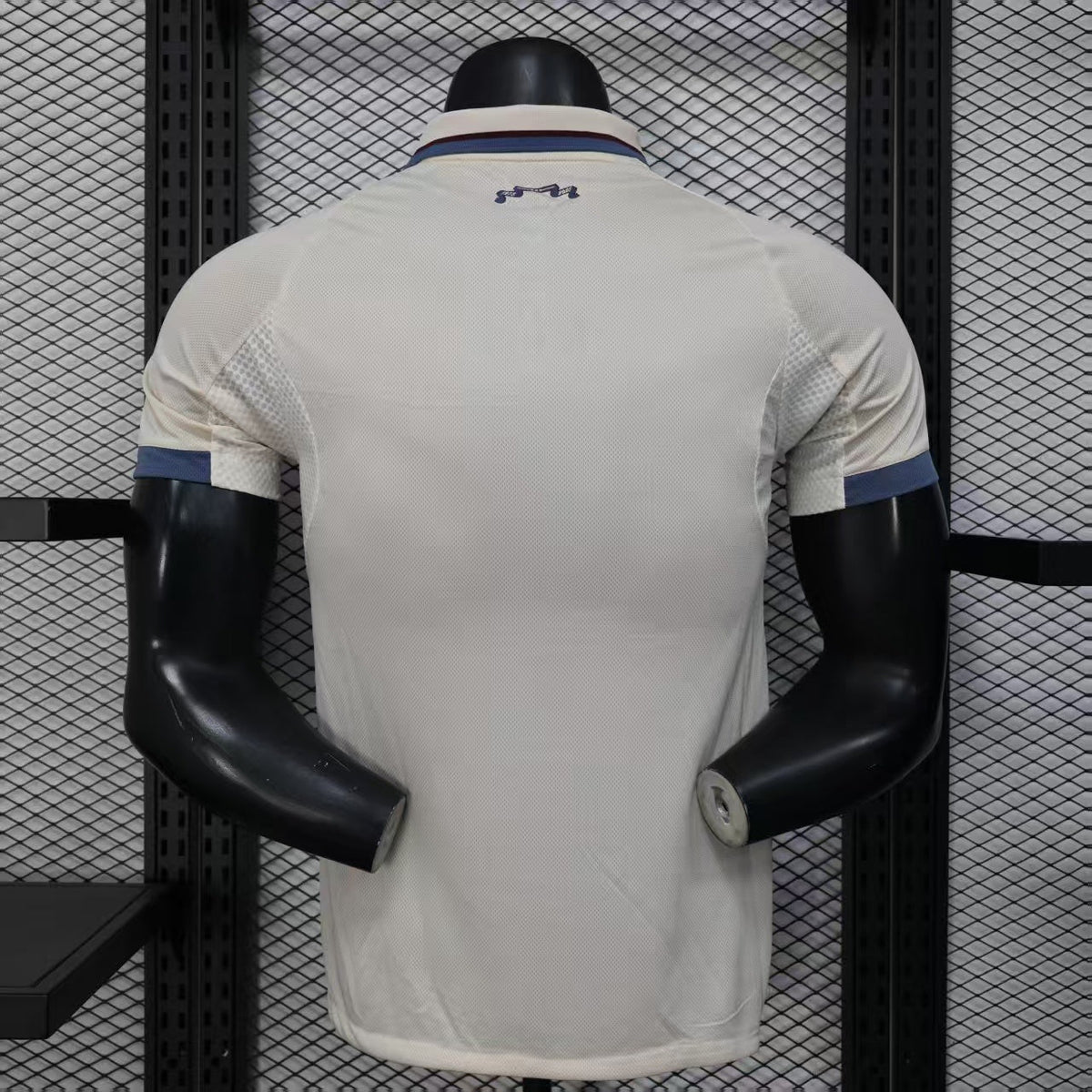 2025/26 Ajax Away Off-White Player Version Jersey - Ziggo - Navy Polo Collar - Four Stars