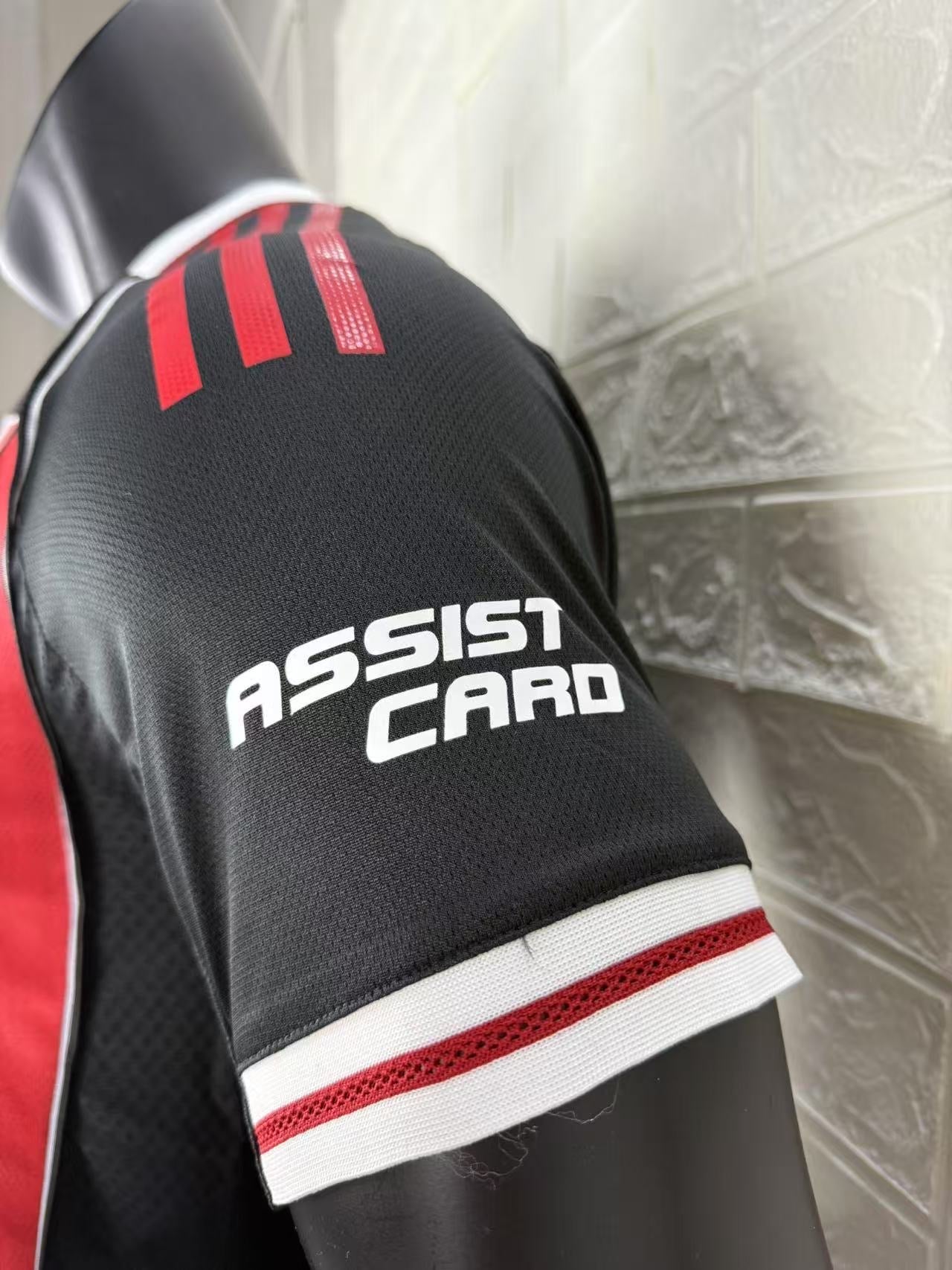 2025/26 River Plate Away Player Version Jersey -  Black Red Vertical Wide Stripe - White Red Striped V-Neck Collar - Betano White Sponsor