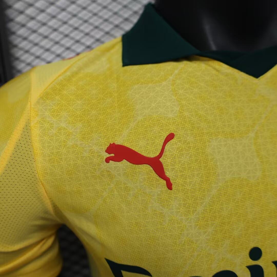 2025/26 AC Milan Third Away Player Version Jersey - Yellow Green - Emirates - AC Milan Shadow Pattern