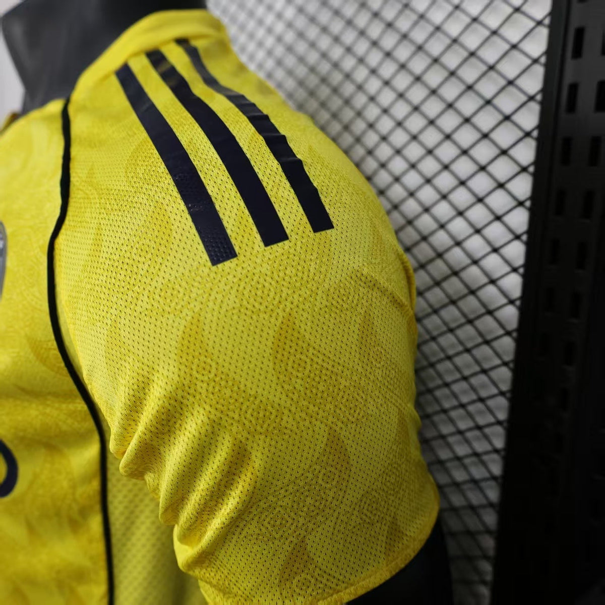2025/26 Al-Riyadh Victory Home Player Version Jersey - Bright Yellow Body All-Over Diamond Embossed Texture - Black Side Seam Piping - Al-Riyadh Victory Crest - KAFD Principal Sponsor
