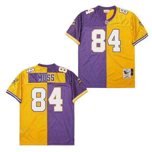 Randy Moss 84 Minnesota Vikings Two-Toned Throwback Men Jersey - Purple/Yellow