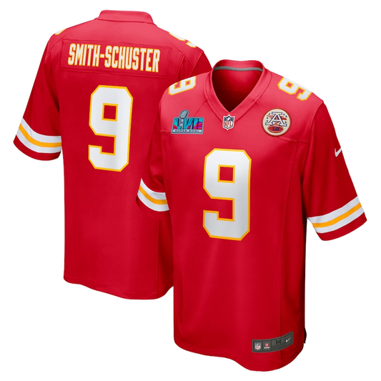 Men's Kansas City Chiefs JuJu Smith-Schuster #9 Red Super Bowl LVII Patch Game Jerseys