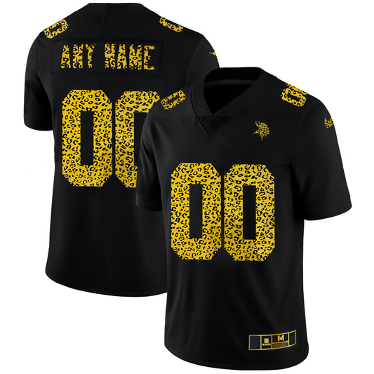 Custom1 Minnesota Vikings Leopard Print Fashion Vapor Limited Jerseys Black Stitched Jerseys Football Jerseys
