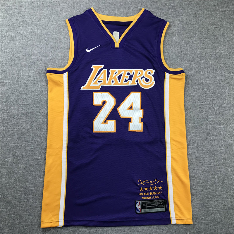 Kobe Bryant #24 Los Angeles Lakers Purple Black Mamba Retirement Edition Swingman Jersey – Nike 5-Star