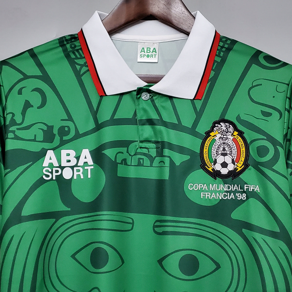 Mexico 1998 World Cup Home Retro Soccer Jersey – ABA Sport FMF Aztec Mask Márquez Hernández Kit