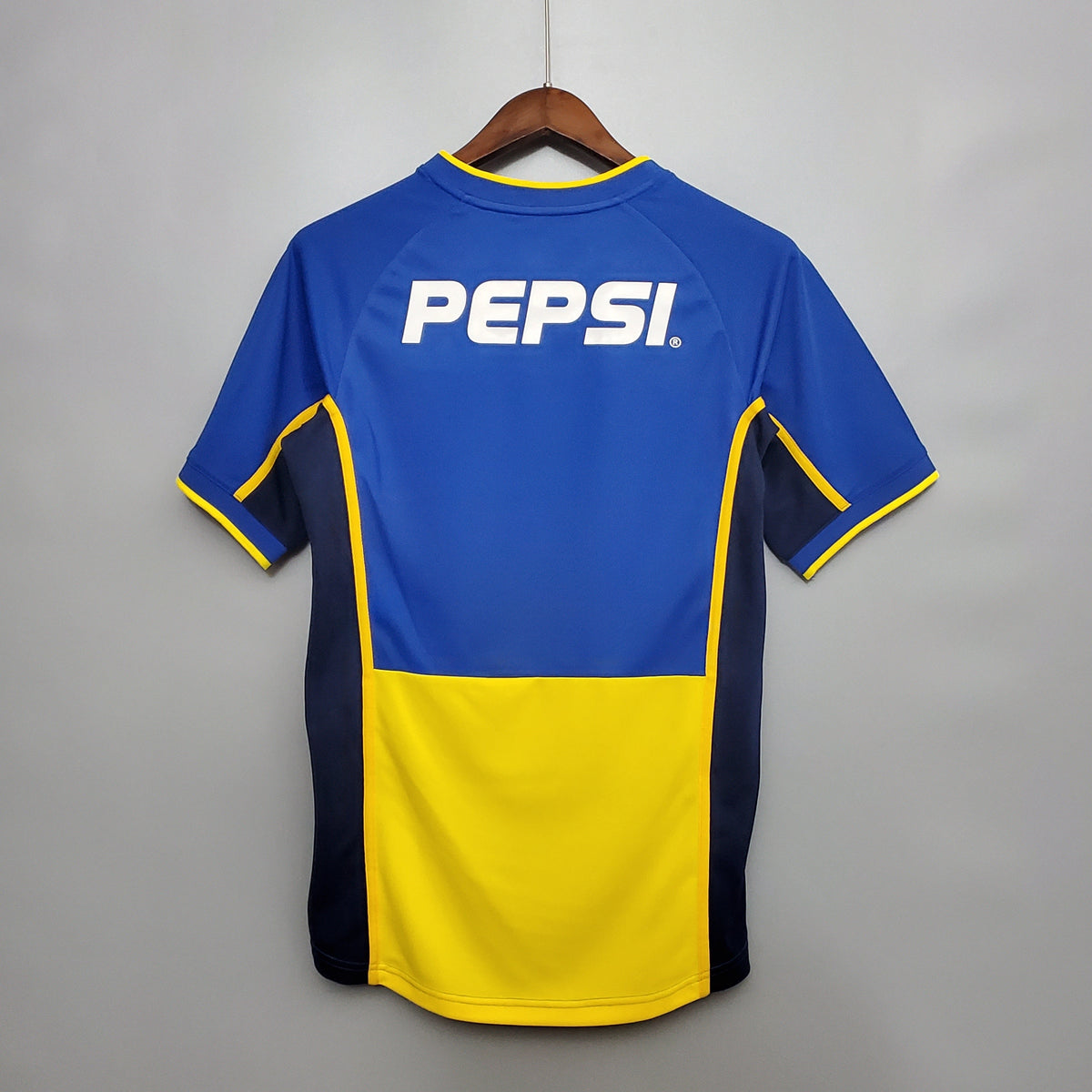 Boca Juniors 2002-03 Home Retro Jersey – Nike Blue Yellow Pepsi Riquelme Palermo Intercontinental Cup Football Shirt