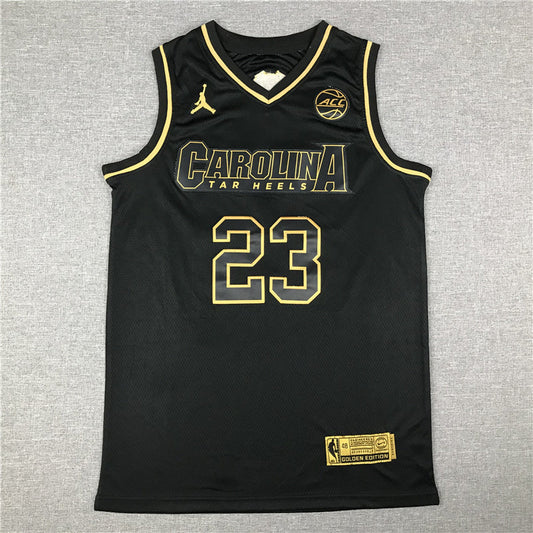 Michael Jordan #23 North Carolina Tar Heels Jordan Brand Black Gold Edition Swingman Jersey