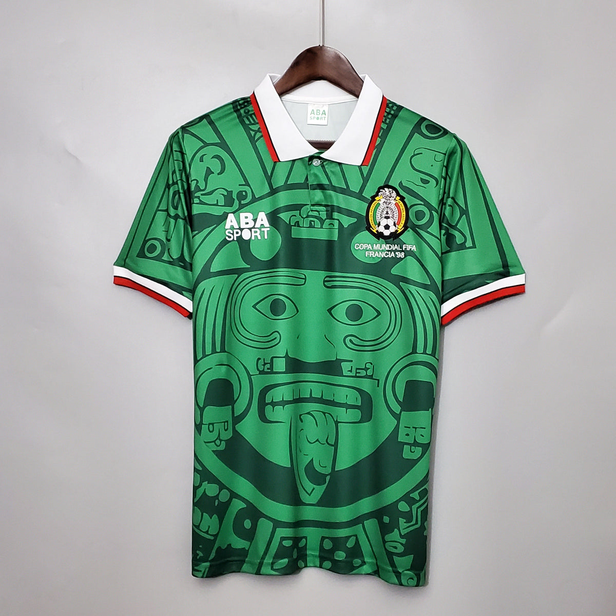 Mexico 1998 World Cup Home Retro Soccer Jersey – ABA Sport FMF Aztec Mask Márquez Hernández Kit