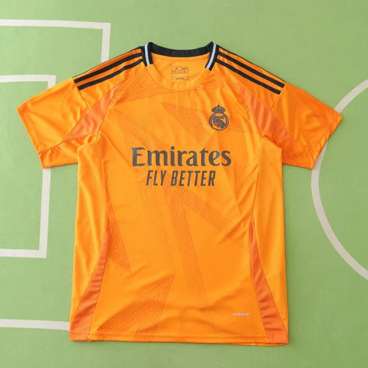 Real Madrid 2024/25 Away Jersey – Orange Adidas Mbappé Vini Jr Bellingham Fan Version