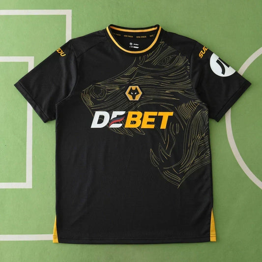 Wolverhampton Wanderers Away Fan Version 2024/25 – Black & Gold Premier League Football Jersey | Wolves SUDU Kit