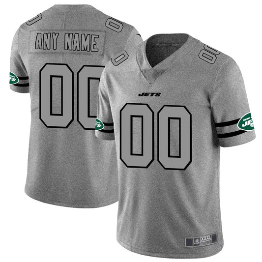 Custom1 New York Jets 2019 Gray Gridiron Gray Vapor Untouchable Limited Jerseys American Stitched Jerseys Football Jerseys
