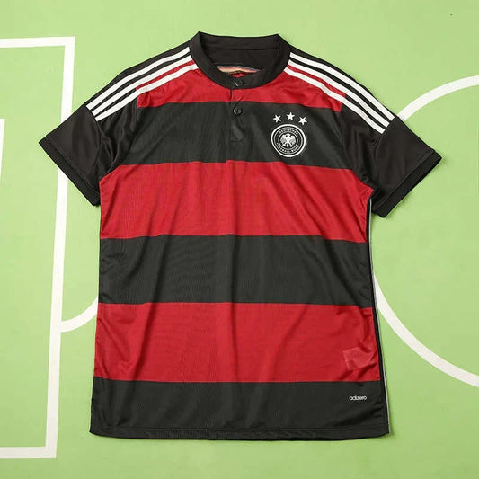 Germany National Team Away Retro Fan Jersey 2014 – Black & Red Stripe World Cup Winner Shirt