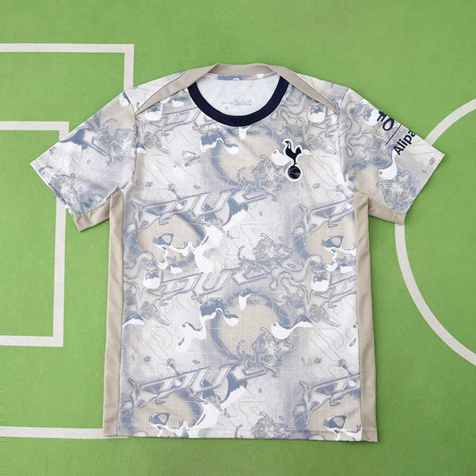 Tottenham Hotspur Training Top Fan Version 2025/26 – Stone White All-Over Print Pre-Match Shirt