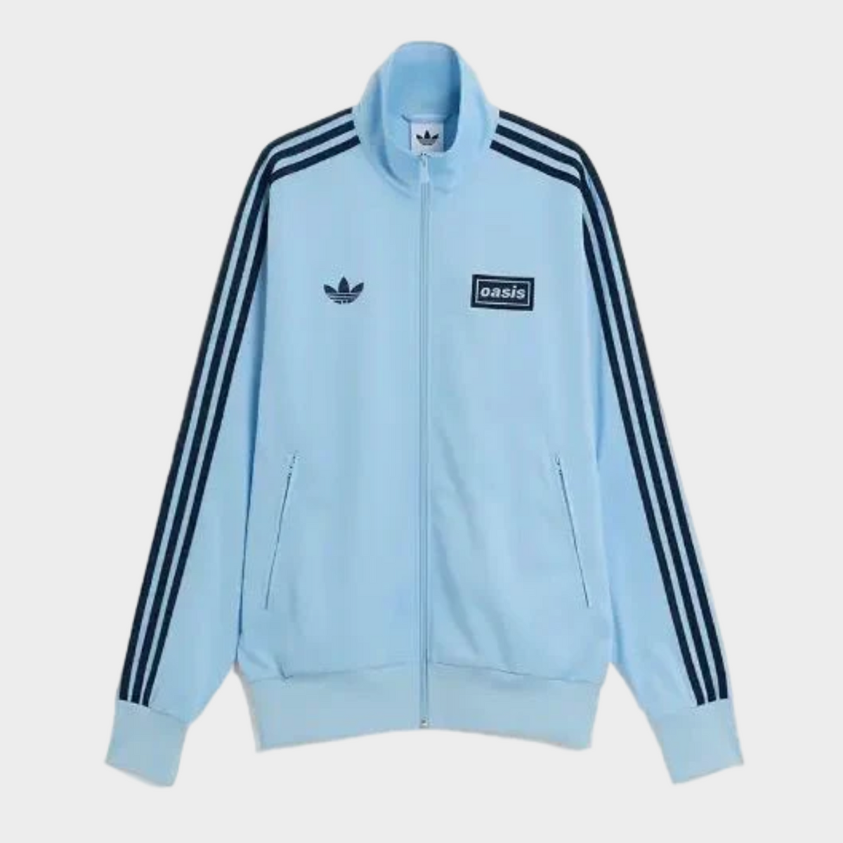 Oasis x Adidas Live '25 Track Jacket – Sky Blue | Three-Stripe Zip-Up Top