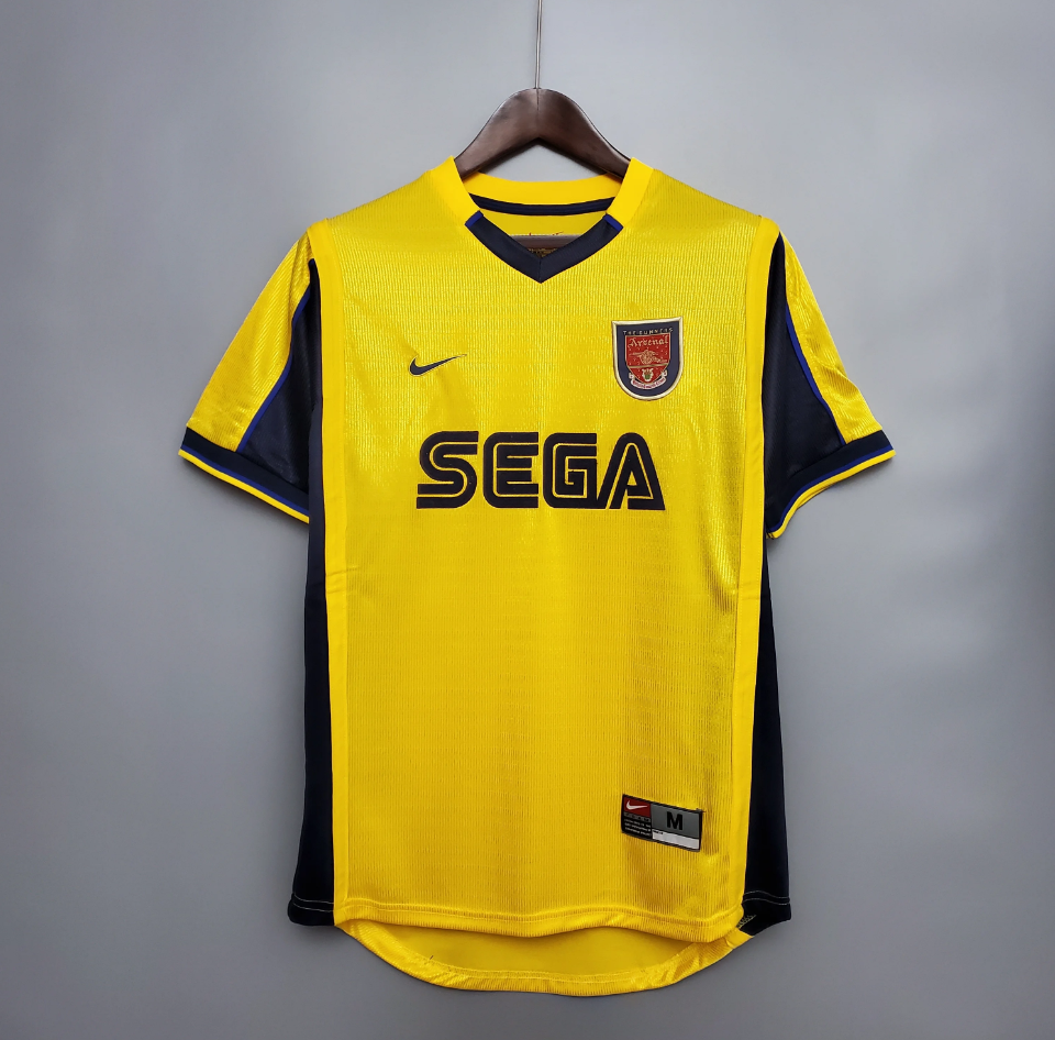 Arsenal 1999-2000 Away Jersey – Yellow Nike SEGA Retro Premier League Football Shirt | Bergkamp Henry Vieira Overmars Ljungberg Classic Gunners Kit