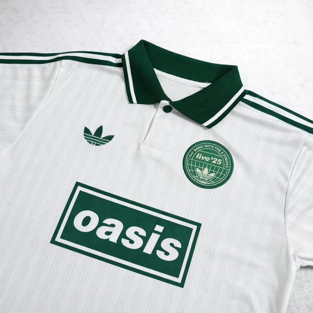 Oasis x Adidas Live '25 Football Jersey – White & Green