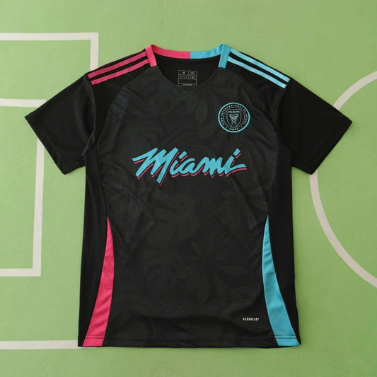 Inter Miami CF Black Miami Vice Edition Fan Version Jersey 2024/25 – Neon Pink & Blue Football Shirt