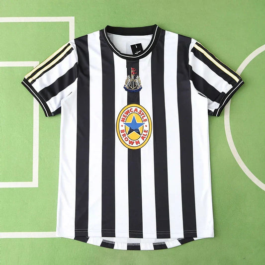 Newcastle United 1997-99 Home Retro Jersey – Black & White Stripe Brown Ale Fan Version