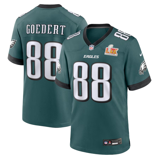 Men's Philadelphia Eagles Dallas Goedert #88 Midnight Green Super Bowl LIX Game Player Jerseys