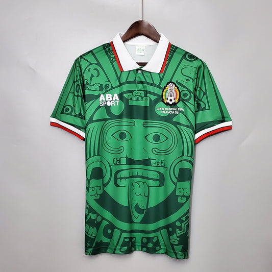 Mexico 1998 World Cup Home Retro Jersey – Green | Aztec Sun Stone | ABA Sport | Copa Mundial Francia 98