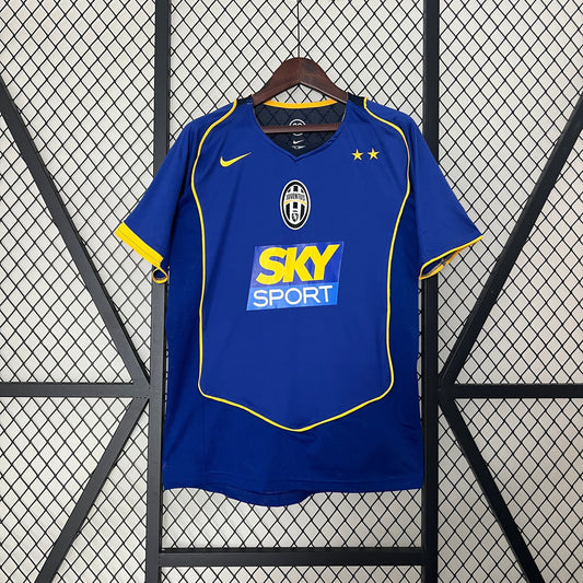 Juventus 2004-05 Away Retro Jersey – Royal Blue Gold SKY Sport Nike Two Stars Del Piero Ibrahimovic Nedved Fan Version Football Shirt