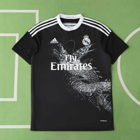 Real Madrid CF Dragon Edition Jersey 2014/15 – Fan Version | All-Black Retro Football Shirt with White Dragon Graphic
