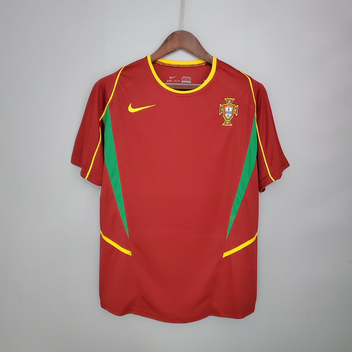 Portugal 2002 Home Jersey – Red Nike Dri-FIT Green Side Panel Retro 2002 FIFA World Cup Football Shirt | Figo Rui Costa Pauleta Classic A Selecao das Quinas Kit