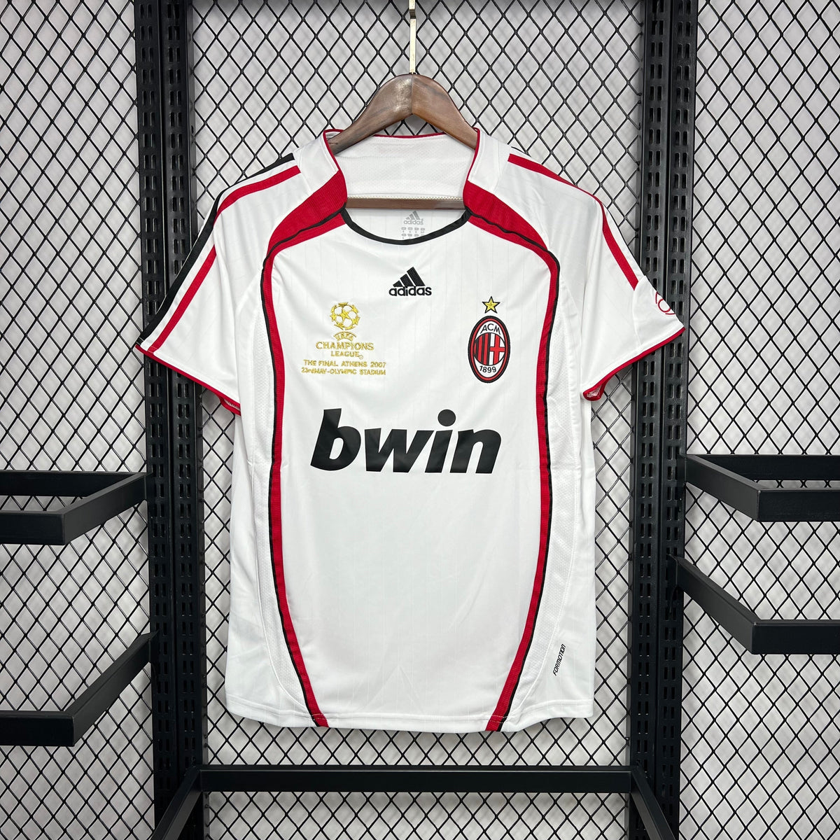 AC Milan 2006-07 Away Retro Jersey – Adidas White Red Champions League Final Athens Edition | Kaka Pirlo Maldini Bwin